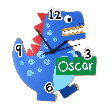 Personalised Dinosaur Shaped Wooden Clock £24.99